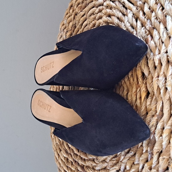 SCHUTZ Womens Dauani Black Suede Pointed Toe Mule 2.5" Heels S-8.5‎ - Picture 3 of 8